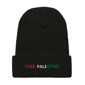 Free Palestine black waffle beanie